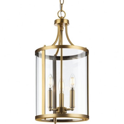 Progress Lighting Gilliam 3-Light Foyer Chandelier, Vintage Brass, Clear Glass, Collection: Gilliam, Material: Steel, Finish Color: Vintage Brass,