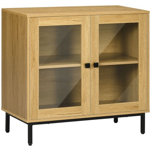 Living room storage cabinet deals with glass doors