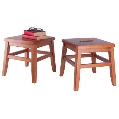 Rustic Gray Solid Wood 12" Conductor Stool Set