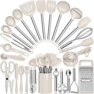 Itopfox 34-Piece Silicone Kitchen Utensil Set for Nonstick Cookware with Stainless Steel Handles, Includes Spatulas, Spoons, Tongs, & Cooking Tools - 1 of 4