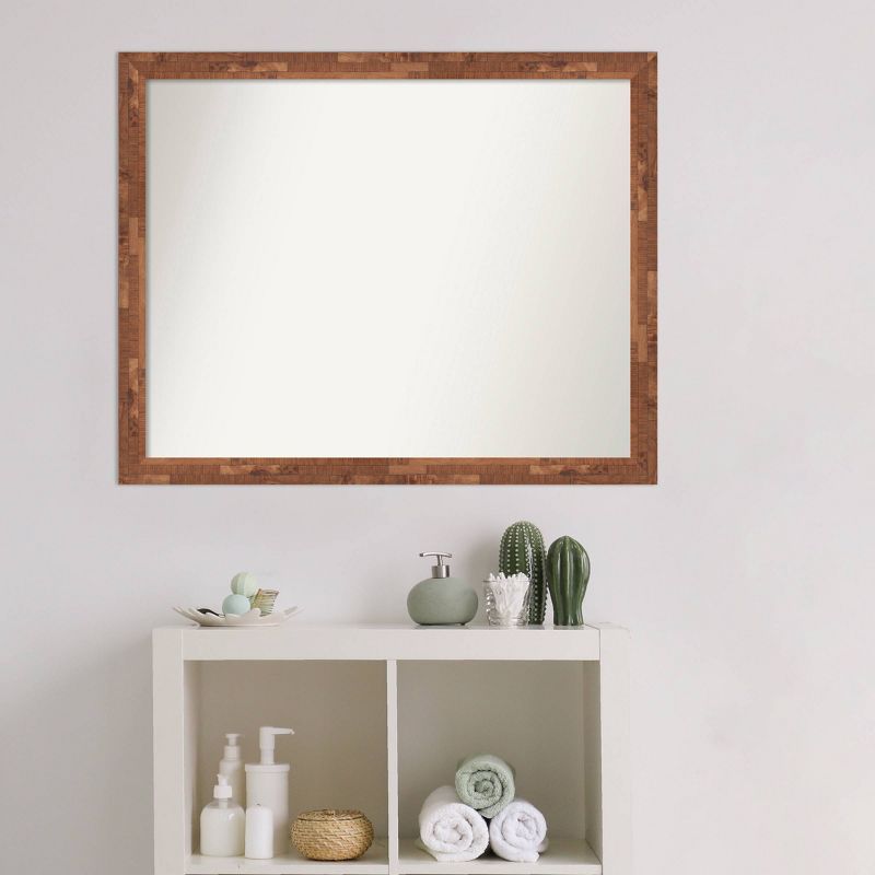 31&#34; x 25&#34; Non-Beveled Fresco Wood Bathroom Wall Mirror Light Pecan Brown - Amanti Art, 6 of 11