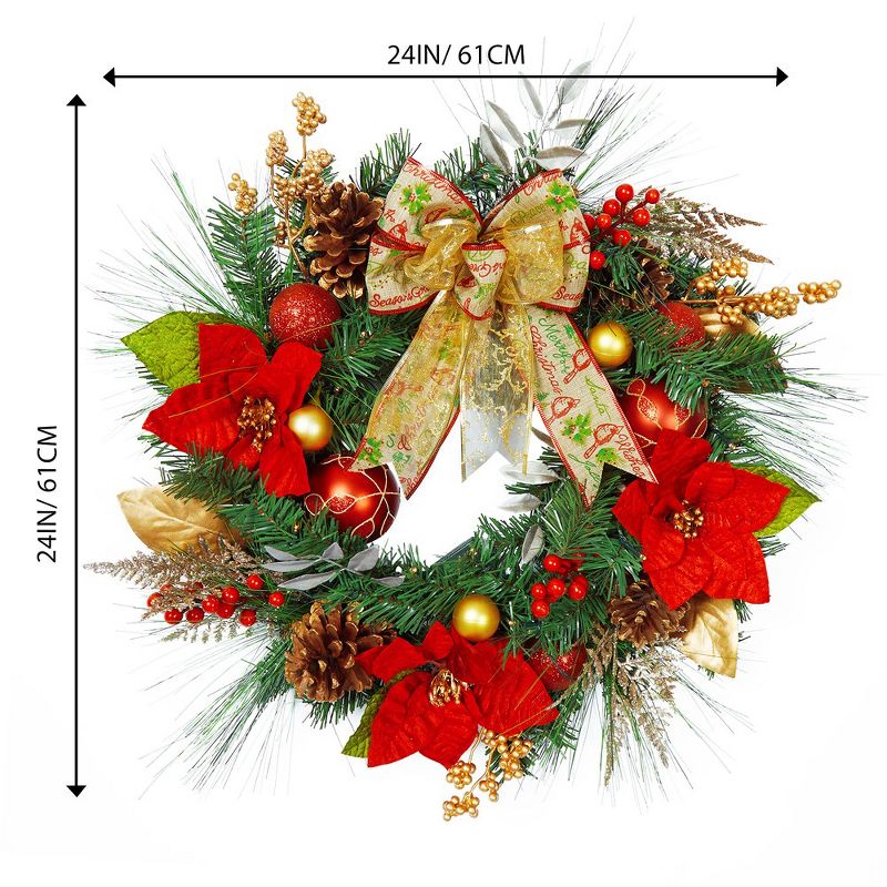 Prelit Christmas Wreath, Light Battery Operated Christmas Wreath, 24 inch Light Up Wreath Christmas, 2 of 7