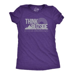 Womens Think Outside No Box Necessary Funny Cool Camping Graphic Funny T Shirt - Crazy Dog Women's T Shirt - 1 of 4