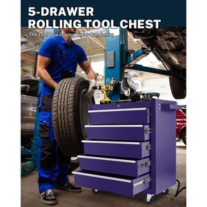 5-Drawer Rolling Tool Chest, Modular Tool Cabinet with Brake Casters & Removable Drawers, Workshop Toolbox Cart for Factory/Garage - 1 of 4