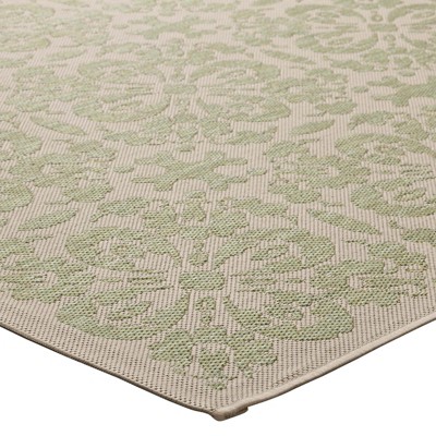 Ariana Light Green and Beige Floral 8' x 10' Synthetic Rug
