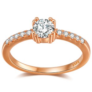 Round Engagement Ring for Women by Ginger Lyne .5 Ct Simulated Diamond Sterling Silver Wedding Rings - 1 of 4
