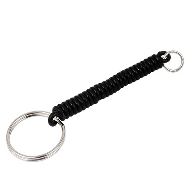 Unique Bargains Split Ring Stretchy Coil Keychain Key Holder Black 3.5" Length