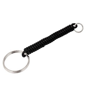 Unique Bargains Split Ring Stretchy Coil Keychain Key Holder Black 3.5" Length - 1 of 4