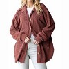 Women's Basic Collar Solid Urban Ribbed Button Down Shacket Curvy - HEIMISH USA - 2 of 2