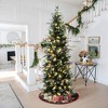LuxenHome 6.5Ft Pre-Lit Pencil Artificial Christmas Tree with Frosted Tips and Red Berries Green - 2 of 4