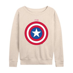 Women's - Marvel - Captain America Logo Shield Lightweight French Terry Wide Neck Long Sleeve Shirt - 1 of 4