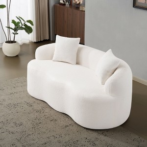 Hrinhom 66.9" W Loveseat Sofa,Modern Curved Sofa Couch with 2 Pillows,No Assembly - 1 of 4