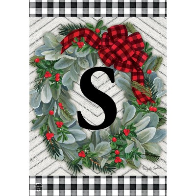 Briarwood Lane Winter Garden Flag 12x18 For Outdoor Winter Wreath Monogram Letter S For Winter Garden Flag Flags For Outside