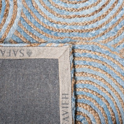 Handmade Blue and Natural Jute 4' x 6' Area Rug