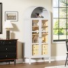 72" Arched Pantry Cabinet with Sensor Light & Glass Doors, Modern Farmhouse Display Cabinet with Adjustable Shelf & Drawers-3irtyhousy - 3 of 4