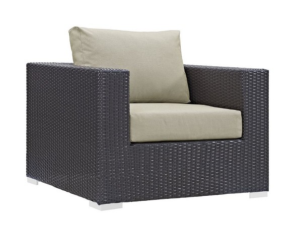 Convene Patio Arm Chair in Espresso and Beige - Modway
