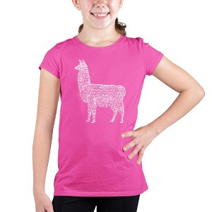 LA Pop Art Girl's Word Art T-shirt - Llama Mama - 1 of 4
