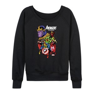 Women's - Marvel - Avengers Vs Thanos Lightweight French Terry Wide Neck Long Sleeve Shirt - 1 of 4