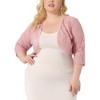 Agnes Orinda Women's Plus Size Sheer Cardigan 3/4 Sleeves Floral Lace Crop Shrug - 2 of 4