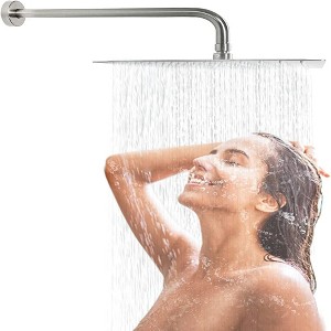 PAGED Shower Head 12" High Pressure Shower Head with Square Ultra Thin 304 Stainless Steel and Anti-Clog Nozzles for Bathroom - 1 of 4