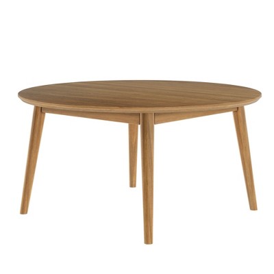 Mid-Century Modern Round Pine Wood Coffee Table, 36 Inch