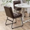NicBex Round Dining Room Table Set for 4 Morden Dining Room Table with 4 Faux Leather Chairs and Trestle Base for Kitchen - 3 of 4