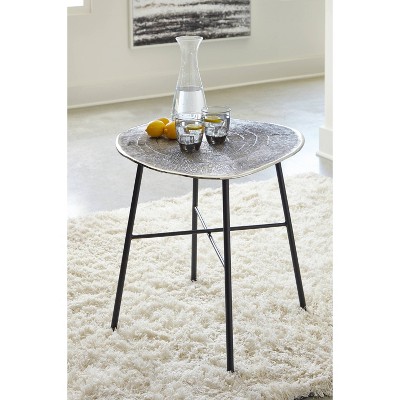 Laverford Black and Chrome Round Metal End Table
