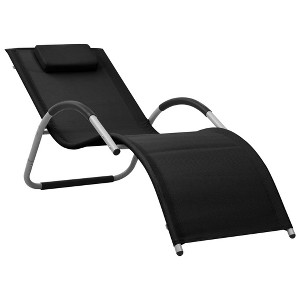 vidaXL Sun Lounger Textilene Black and Gray - 1 of 4