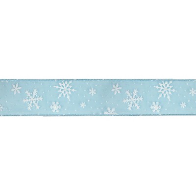 Blue Frozen Snowflake Christmas Ribbon - 2 1/2 x 10 Yards