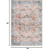 Acekool 8x10 Vintage Medallion Area Rug, Machine Washable Distressed Blue/Brown Non-Slip Stain Resistant Carpet for Living Room, Bedroom - 3 of 4