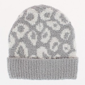 CTM Girl's One Size Fits Most Soft Leopard Knit Winter Beanie Hat - 1 of 2