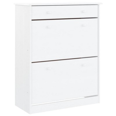 vidaXL Shoe Cabinet White Solid pine wood 30.3 in x 13.8 in x 37.8 in