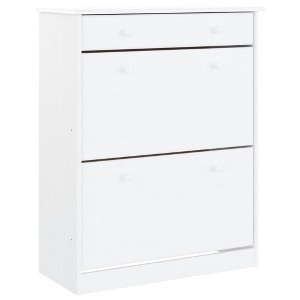 vidaXL Shoe Cabinet White Solid pine wood 30.3 in x 13.8 in x 37.8 in - 1 of 4