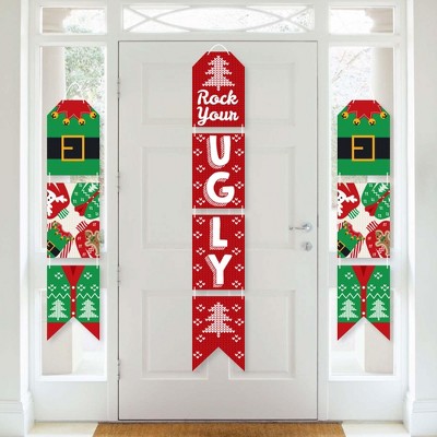 Big Dot of Happiness Ugly Sweater - Hanging Vertical Paper Door Banners - Holiday and Christmas Party Wall Decoration Kit - Indoor Door Decor