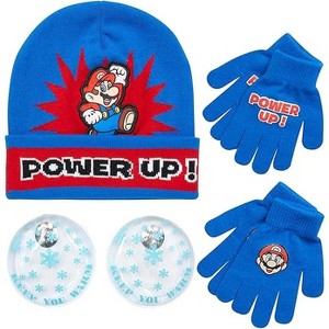 Nintendo Super Mario Bros. Winter Hat 2 Pair Gloves (Toddler/Little Boys) With Handwarmers - 1 of 4