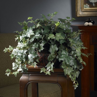 Green Puff Ivy with Decorative Vase Silk Plant
