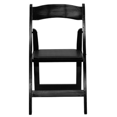 Black Wood Folding Chair with Vinyl Padded Seat, Set of 2