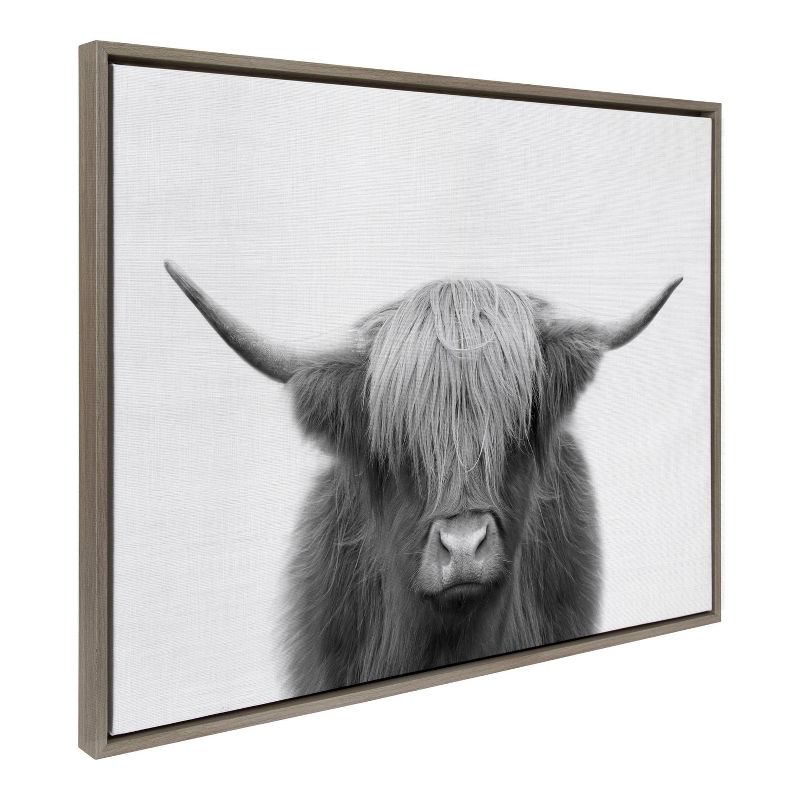 28&#34; x 38&#34; Sylvie Hey Dude Highland Cow Framed Wall Canvas Gray - Kate &#38; Laurel All Things Decor, 3 of 8