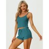 cheibear Women's Spaghetti Straps Cami Tops with Shorts Lounge Sleepwear Pajama Set - 3 of 4