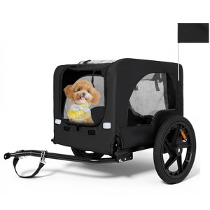 RISOKEYS 16-Inch Foldable Pet Bike Trailer - with Universal Hitch & All-Terrain Wheels, Portable for Road Trips and Daily Rides,for Small Dogs - 1 of 4