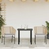 vidaXL 3 Piece Patio Dining Set - Poly Rattan Chairs & Tempered Glass Table - Outdoor Garden Furniture with Cushions - Brown & Black - 3 of 4