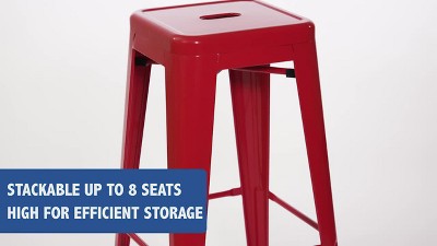 24" Backless Yellow Metal Indoor-Outdoor Counter Stool