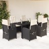 vidaXL 7 Piece Black PE Rattan Patio Dining Set with Cushions - Adjusta... - 2 of 4