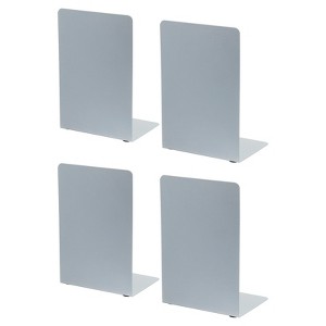 Unique Bargains Stationery Desktop Office Metal L-Shaped Desk Organizer Bookends 2 Set - 1 of 4
