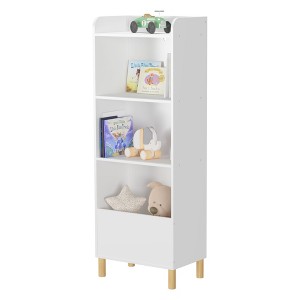Ruvalino Decorative Bookshelf 4 Tier Kids Bookcase with Compartments for Playroom Nursery Kid Room, White, 18.5"*11.81"*51.18" - 1 of 4