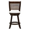 Set of 2 Woodgrove Counter Height Barstools with Slat Backrest Dark Cappuccino White - CorLiving: Faux Leather, Swivels, Rubberwood Legs - 3 of 4