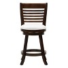 Set of 2 Woodgrove Counter Height Barstools with Slat Backrest Dark Cappuccino White - CorLiving: Faux Leather, Swivels, Rubberwood Legs - image 3 of 4