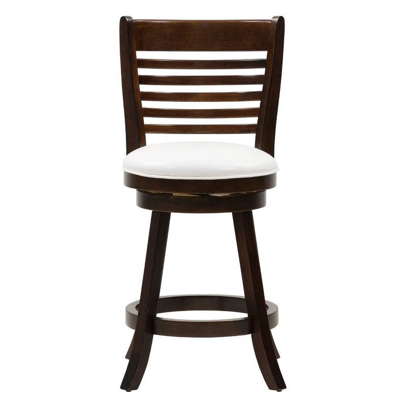 Set of 2 Woodgrove Counter Height Barstools with Slat Backrest Dark Cappuccino White - CorLiving, 4 of 12