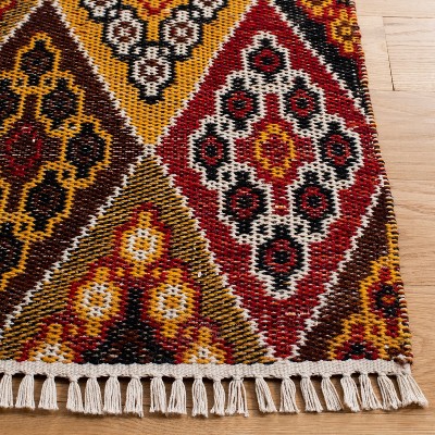 Handwoven Red and Gold Wool Kilim Area Rug, 5' x 8'