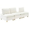 CAVINAS Home Sofa Chair Living Room, 104-Inch Straight-Row Three-Seater Off-White Flannel Sofa with A Storage Compartment, Cup Holders - 4 of 4